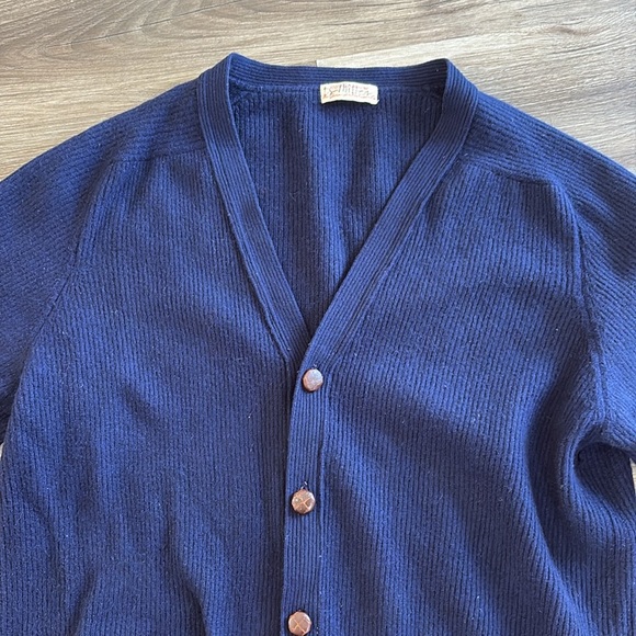 MCM Vtg Gleneagles Knitwear Co. 100% Cashmere Cardigan Navy Blue Scotland Rare - Picture 10 of 14